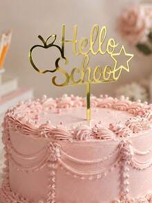 3/6/9入 金色鏡面 Hello School 壓克力蛋糕插牌，蘋果星星校園風蛋糕裝飾插棒，返校季烘焙用品，甜點桌裝飾，學生開學季派對裝飾禮物 - B - 查看 4