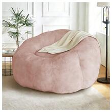 Large Round Bean Bag Lounge Chair With Enhanced Stability For Versatile Living Room And Bedroom Relaxation - Pink - View 1