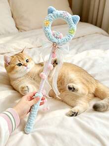 1pc/2pcs Cute Cat Ear Fairy Cat Teaser Toy, Soft With Bell And Ribbon, Interactive Cat Teaser Wand, Pet Play Gift - View 2