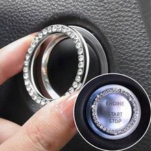 Stiker Cincin Start Mesin Kristal Berkilau, Penutup/Stiker Tombol Dekoratif, Cincin Berkilau untuk Tombol Pengapian, Aksesori Interior Mobil yang Cerah - A - View 8