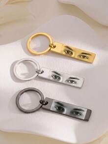 1PC Personalized Couple Eye Photo Keychain | Customized Rectangular Long Photo Keychain | Stainless Steel Long Customized Keychain | Gold Silver Black Couple Photo Keychain | Family Memorial Photo Keychain | Personalized Customized Eye Keychain | Gift For Couples Anniversary | Valentine's Day Gift, Gift For Boyfriend, Anniversary Gift, Gift For Husband He She, Long Distance Relationship Gift - Custom Keychains - View 2