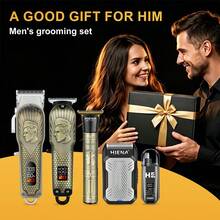 HIENA 5-In-1 Men's Hair Clipper Grooming Set, Cordless Electric Hair Clipper, Shaver, Nose Trimmer, Beard Trimmer, Professional Hair Clipper With Guide Combs, Hair Cutting Cape, Men's Gift Set - View 9