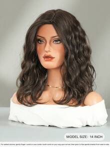 7JHH WIGS 女款 14 吋短波浪棕色假髮，肩長波波頭捲髮，側分瀏海，自然合成耐熱纖維髮，適合日常、Cosplay、派對使用 - 棕色 - 查看 4