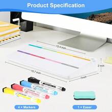 Desktop Glass Whiteboard With Storage, Colorful Weekly Calendar Desk Dry Erase White Board, Desk Organizers And Accessories, Weekly Planner Board With Notes Planning, Memo, Office, Home, School - Colourful Weekly Planner-white - View 5