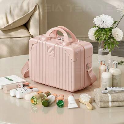 mala mini de viagem, mala de mão feminina, necessaire rigida, mala pequena para maquiagem, acessório de viagem pastel, mala transversal feminina
