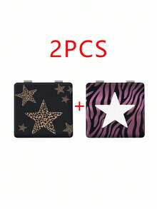 Millennium Y2K Series Foldable Lightweight Ultra-Thin Portable PU Leather Small Mirror, Suitable For All People And Multiple Occasions, Classic INS Style With Unique Leopard Print, Star, Lip Print, And Bow Design, Exquisite And Delicate, Convenient To Hold, 180° Flip Cover, Multi-Functional, Daily, Holiday, Birthday, Valentine's Day, Mother's Day, Partner Gift, Easy To Place And Store, Suitable For Various Occasions - Multicolor - View 29