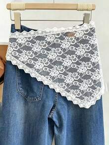 1pc Fashion Versatile Lace Patchwork Waist Belt, Waist Scarf, Decorative Triangle Scarf, Scarf, Headscarf, Multi-Purpose Design - Multicolor - View 8