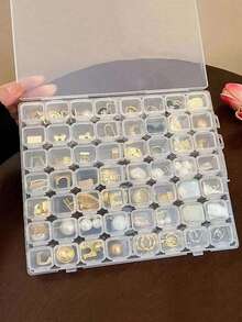 One Transparent Plastic Jewelry Organizer Box With 28/56 Removable Compartments. Suitable For Earrings, Rings, Necklaces, Beads, And Small Craft Items. Portable Organizer, Perfect For Travel, Back-To-School Season, And Valentine's Day. - Multicolor - View 3