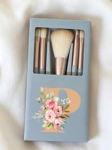 Portable Makeup Brush Set With Mirror And Soft Bristles, Floral Letter A-Y Pattern, Boxed Makeup Brush Set, Multi-Function Makeup Brush Set With Mirror And Makeup Box, Mini Multi-Function Makeup Brush, Foundation Brush, Eyeshadow Brush, Beginner Makeup Tools, Mixed Brush Makeup Storage Rack, Makeup Brush Set, Convenient To Carry Girls Gift, Ideal Makeup Tool Set, Portable Travel Supplies, Travel Essentials - Multicolor - View 17