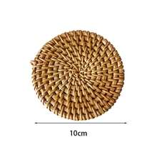 1pc Creative Round Rattan Heat Insulated Pad, Anti-Scald High Temperature Resistant Table Mats, Multi-Purpose Placemats, Coasters, Teapot Trivets For Bowls, Coffee Cups, Household Dining Table Use,Home Decor,Coasters,Kitchen Essentials - View 10