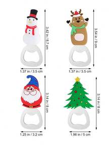 1pc Christmas Theme Bottle Opener (Refrigerator Magnet Function) - 4 Cute Designs (Santa Claus, Snowman, Reindeer, Christmas Tree), Stainless Steel Fun Party Tableware, Holiday Gift Christmas Decoration Home, Christmas Stocking Filler Winter Room Decor - Christmas Cartoon Bottle Opener - View 11