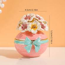SIQIZHOU 1pc Flower Jewelry Box Earring Necklace Ring Box Alloy Cherry Blossom Decor Box Round Ring Box Enamel Craft Cherry Blossom Jewelry Box Birthday Gift Fashion Small Ornament - Sakura Jewelry Box - View 17