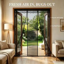 Magnetic Screen Door, Double Door, Automatic Seal Anti-Mosquito, Thickened Mesh Material, Magnetic Closure, Multi-Size Options, Pet Friendly, White - White - View 10