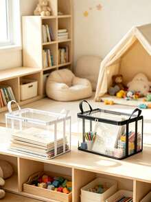 Portable Transparent PVC Storage Bag, Multi-Functional Organizer With Backpack Strap, Zipper And Handle, Durable Rectangular Large Capacity Storage Bag, Suitable For Clothes, Books, Toys And More,Back To School - Multicolor - View 8