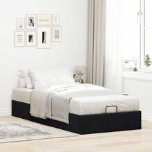 vidaXL Ottoman-Bett ohne Matratze Schwarz 180x200 cm Samt, Bettrahmen, Bettgestell mit Stauraum, Polsterbett, Bettgestell, Bettrahmen mit Stauraum - Schwarz - Übersicht 15