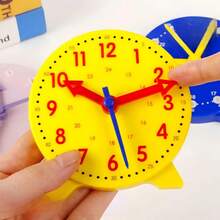 1pc Learning Clock - Yellow Clock Model Set, Used For Time Recognition, Hour, Minute, Second Recognition Learning Tool, Colorful Clock Teaching Aid, Back To School Season Essential - Yellow - View 6