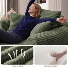 YQzyphyna 40.5'' Boneless Cloud Sofa Bed – Deep Seat Cushion No Assembly Required, Modern Fluffy Loveseat Couch For Living Room & Bedroom,For Small Spaces, Apartment, Movie Night - 綠色 - 查看 4