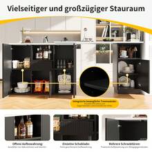 360° Rotating Kitchen Island White With Marble Top And Storage Space - Black - View 10