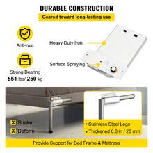 Kit de mecanismo de montaje en pared con resorte, capacidad de carga resistente de 250 kg, kit de bricolaje, soporte de cama para cama Murphy de 0,9 a 1,2 m cama Queen horizontal, blanco - Blanco - Ver 5