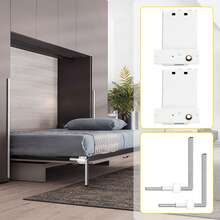 Kit de mecanismo de montaje en pared con resorte, capacidad de carga resistente de 250 kg, kit de bricolaje, soporte de cama para cama Murphy de 0,9 a 1,2 m cama Queen horizontal, blanco - Blanco - Ver 9