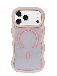 KOOLIFE 1件波浪磁吸無線充電亮片防震全包手機殼，適用於 iPhone 18 Pro Max/17 Pro Max/17 Pro/18 Pro/16 Pro Max/16 Pro/15 Pro Max/15 Pro/16/17 - 粉色 - 查看 6