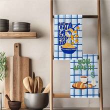 2件組 藍白格紋癒系主題印花 40*60cm 長方形超細纖維廚房抹布 洗碗布 桌布 手巾 廚房裝飾 家居裝飾 鄰居喬遷禮物 適用廚房與浴室 主婦與家庭聚會使用 高 CP 值居家必需品 - 藍色 - 查看 9
