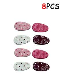 8/4/1pc Cute Polka Dot Water Drop Hair Clips, Minimalist Beach Style Side Parting Hair Clips, Contrast Color Oval Bird Beak Shaped Hair Clips - Multicolor - View 9