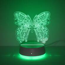 1件 3D蝴蝶壓克力小夜燈，RGB觸控LED檯燈，USB通用插電裝飾燈，護眼3D視覺氛圍燈，適用於臥室、兒童房、客廳，日常禮物，精美禮品 - 白色 - 查看 14