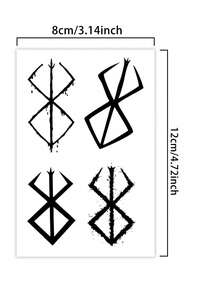 1pc Men's Geometric Temporary Tattoo Sticker, Waterproof, Sweat-Resistant, Long-Lasting 1-2 Weeks, Friction-Resistant, Non-Reflective, Black-Like, Fake Tattoo Sticker, Unisex For Men And Women, Suitable For Arms, Chest, Legs, Abdomen, Waist, Modern Style Body Art - KJ - View 5