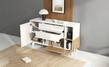 White & Light Oak Sideboard - Storage Space For Living Room - White and Oak - View 3