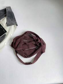 Casual Versatile Crochet Knit Large Capacity Shoulder Bag - Brown - View 7
