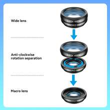 APEXEL 11-In-1 Universal Phone Lens Kit: 22X Telephoto Zoom + 0.63X Wide Angle & 15X Macro + 198° Fisheye & Creative Filters, Compatible With All Smartphones - A - View 3