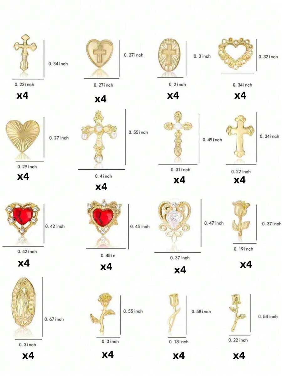 64pcs Gold Rhinestone Nail Charm Set - thumbnail 5