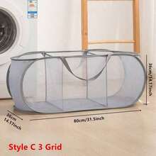 1pc Mesh Pop-Up Laundry Basket, Wide Opening, Breathable, Foldable, Space-Saving, Suitable For Dorm, Travel, Bathroom, Back To School Essential - Grey - View 7