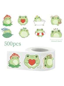500pcs Large Asymmetric Cartoon Frog Daily Stickers, Suitable For Guitar, Water Bottle, Skateboard, Computer, Planner, Notebook, First Day Of School - Multicolor - View 6