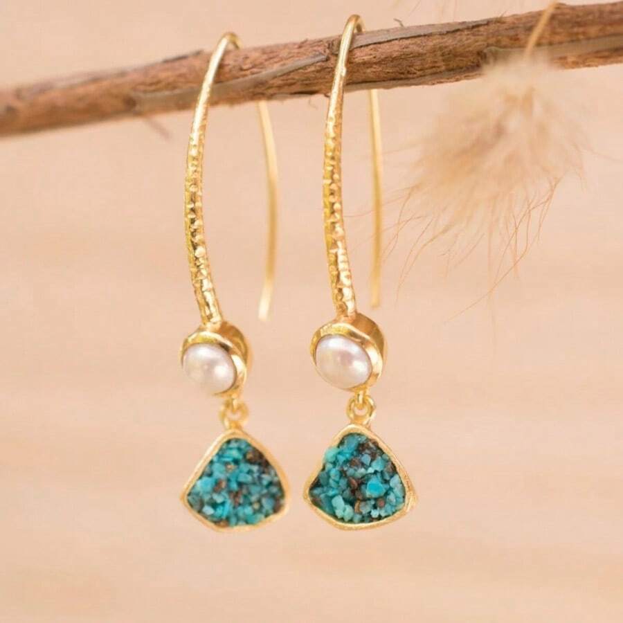 Elegant Faux Pearl Beaded Drop Hook Earrings, Soft Versatile All-Match Accessory, Suitable For Daily Commute, Shopping, Dating, Summer Vacation, Holiday Celebration, Birthday Party, Classic Jewelry Gift For Women For Multiple Occasions - Gold - View 1