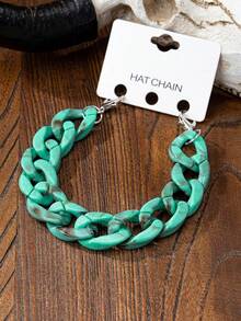 1 pieza Cadena de sombrero de acrílico retro occidental, accesorio de cadena de sombrero con decoración desmontable de espina de pescado verde de moda para manualidades DIY - Verde - Ver 4
