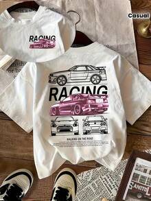 Women'S Casual T-Shirt Racing Letters PrintThe Most Comfortable And Suitable Outfit For Traveling And Having Fun.The Most Wonderful Gift. - 白色 - 查看 7