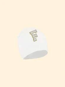 1pc Baby Letter Print Beanie Hat, Newborn Hospital Cap, Suitable For Baby Boys And Girls Daily Warmth And Protection - White - View 10