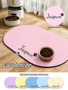 Personalized Custom Absorbent Dog Food Mat, Colorful Pet Feeding Mat, Personalized Dog Food Mat With Pet Name, Personalized Dog Mat, Can Be Customized According To Your Dog's Name, Perfect For Protecting Floors And Keeping Feeding Area Clean - Multicolor - View 1