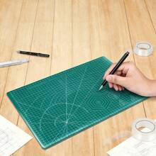 A3 Deep Green Double-Sided Grid Cutting Mat, Handmade Cutting Board, Desktop Anti-Cut Carving Mat, Suitable For Paper Craft, Sewing, Model Making, Scrapbooking, Fabric Cutting, Ideal For Craft Enthusiasts, Quilters, Handmade Sellers, Perfect DIY Gift For Friends On Back To School And Birthday - Green - View 6