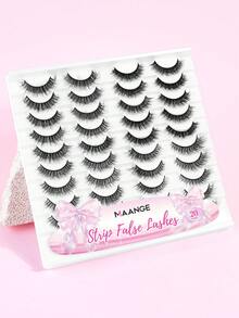 MAANGE 20 Pairs Large Capacity Mixed Style False Eyelashes Set, Cat Eye Cartoon Lashes, Lightweight Airy Feather-Like Dense 3D Soft Full Strip Lashes, Natural Thick Makeup Versatile Multi-Style, Strip Lashes, Essential For Dating And Travel, Gift For Women, Large Capacity Makeup Brush Gift - Multicolor - View 3