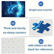 1000 Pieces Adult Mini Puzzle Box - This Adult Challenge-Level Puzzle Features Precision-Cut Pieces That Are Scratch-Resistant, With A Dreamy Blue Dolphin Theme. High Difficulty And Brain-Burning, It Can Be Used For Home Entertainment, DIY Decoration, Art Collection, And Is Also A Great Gift For Christmas, Halloween, And Brain Challenges. - Multicolor - View 8