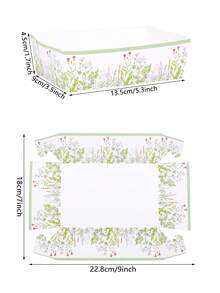 10pcs/20pcs/30pcs/50pcs Green Wildflower Paper Snack Trays 1.7x3.5x5.3 Inch Plant Print Food Boats, Suitable For Chips, Fries, Burgers, Nachos, Popcorn, Macaron Color Floral Tabletop Decor Trays, Bridal Shower, Birthday, Garden Tea Party Supplies - Multi-color Green Edge - View 2