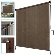 Cordless Outdoor Roller Shade Screen – Dual-Pole Spliced Design, Blackout Sun Shade For Patio, Pergola & Front Porch – Easy Pull-Up, Smooth Roll-Up Operation, UV-Resistant Fabric, Weather-Resilient Mesh, Tool-Free Installation, Compact Storage When R - Light Grey - View 2