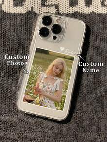 1件客製化個人照片 DIY 姓名小愛心圖案超薄透明 TPU 手機殼，適用 Apple Duo/18ProMax/17ProMax/16Pro/15/14Plus/13Pro/12ProMax/11/XsMax/8/7/6Plus，商務質感，送給老闆、朋友、父親、母親、男友、女友的最佳禮物 - 無色 - 查看 3
