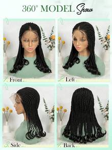 A ANYTIME Fashionable Mid-Length Braided Wig, Transparent HD Lace Box Braids, Soft Curly Ends, Realistic Scalp Lightweight Protective Braided Wig, Suitable For Daily Wear And Parties, Halloween - Multicolor - View 8