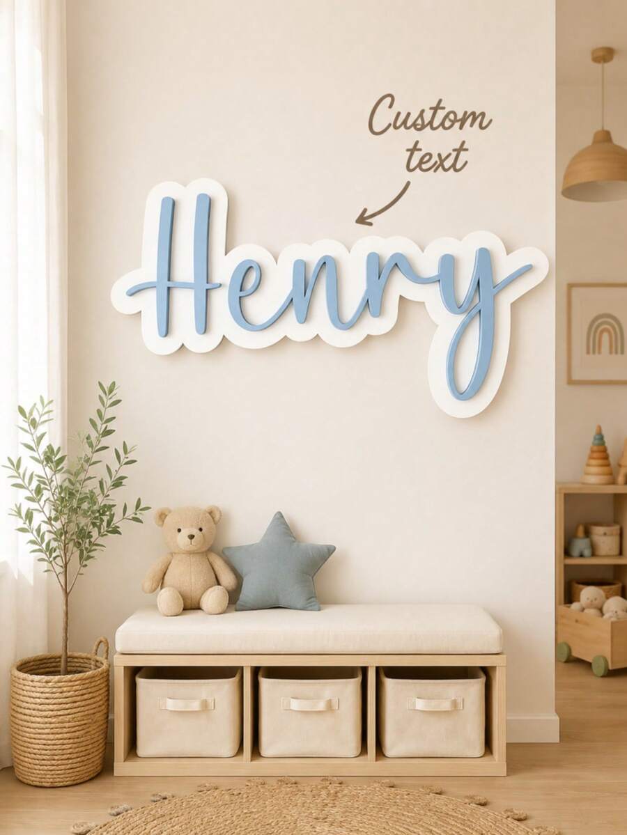 Personalized Name Sign, Customized Wooden Name Plate, Decorative Wall Name Sign, Personalized Room Decor, Customized Door Sign, Home Wall Decor, Handmade Style Name Board, Wedding Party Decor, Personalized Home Gift, Customized Letter Sign - Multicolor - View 1