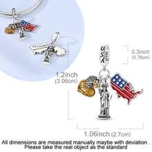 Silver Plated Charms For Bracelets,Patriotic Statue Of Liberty Bead,4th Of July Pendant,Silver Pendant Charm Suitable For Bracelet DIY Women's Jewelry - Silver - View 2