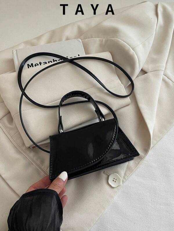 Fashion Glossy PU Leather Mini Crossbody Bag, Compact Flap Handbag, Elegant Small Women's Shoulder Bag, Suitable For Lipstick, Cards And Mini Essentials